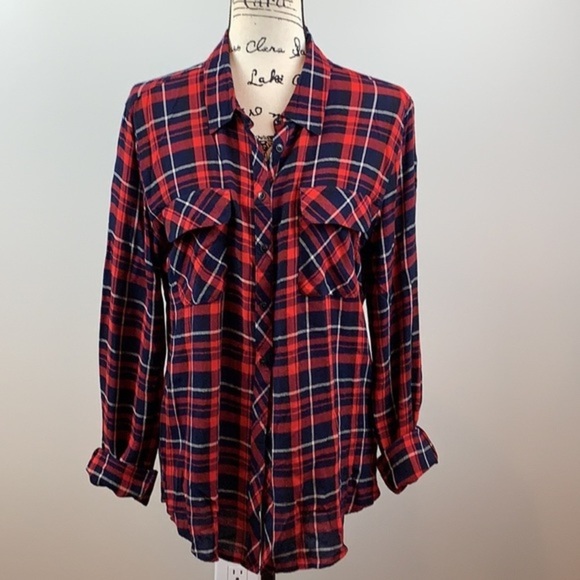 Guess Red Plaid Button Up Shirt - Picture 2 of 5
